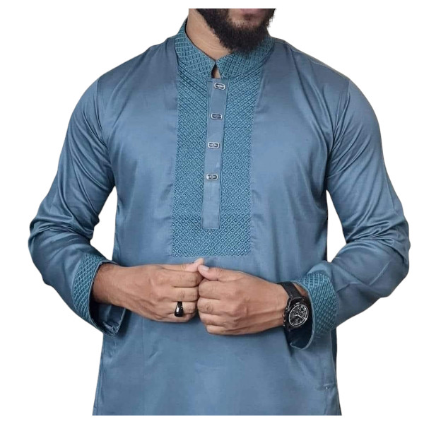 Mens premium whole black panjabi - Image 7