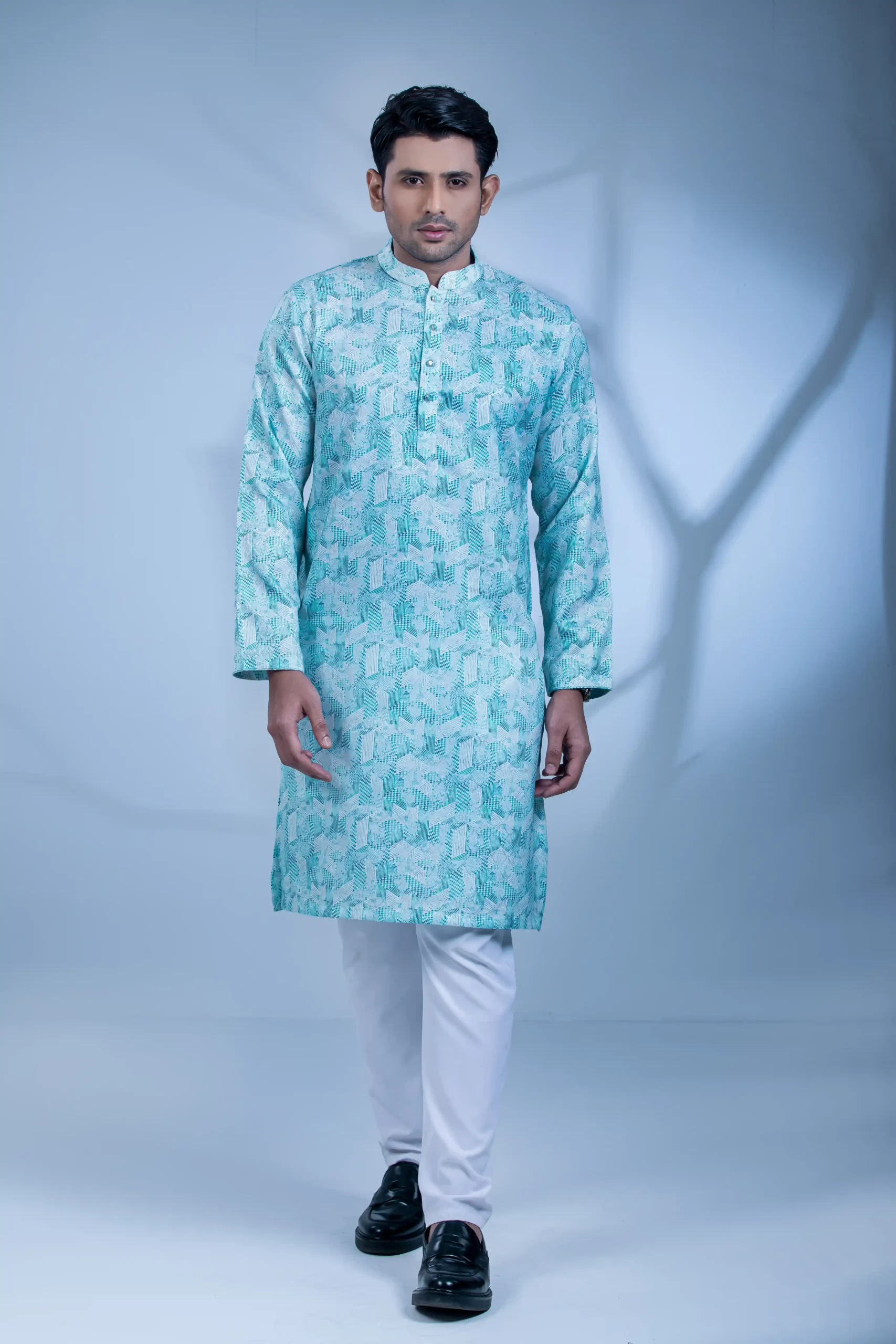 Mens premium whole black panjabi - Image 4