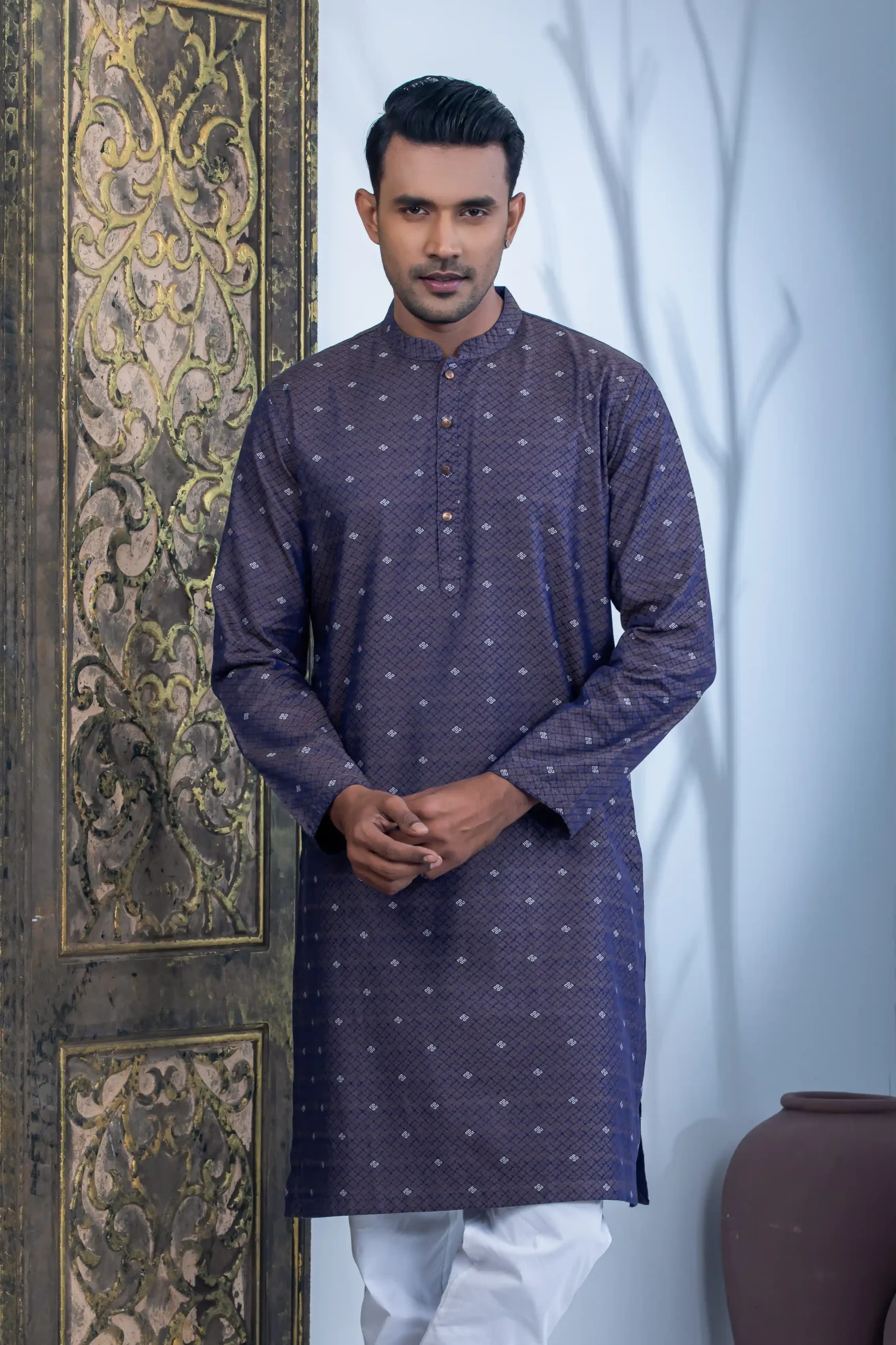 Mens premium whole black panjabi - Image 3